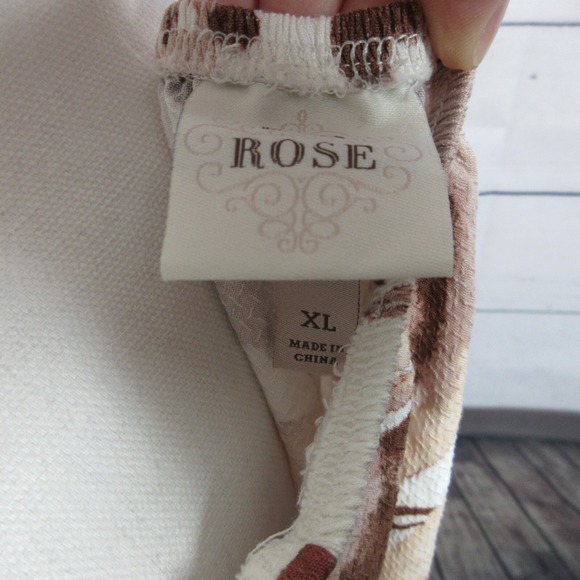 Knox Rose Top Shirt Womens XL Beige Floral Ruffle Boho Off Shoulder Festival - Picture 6 of 13